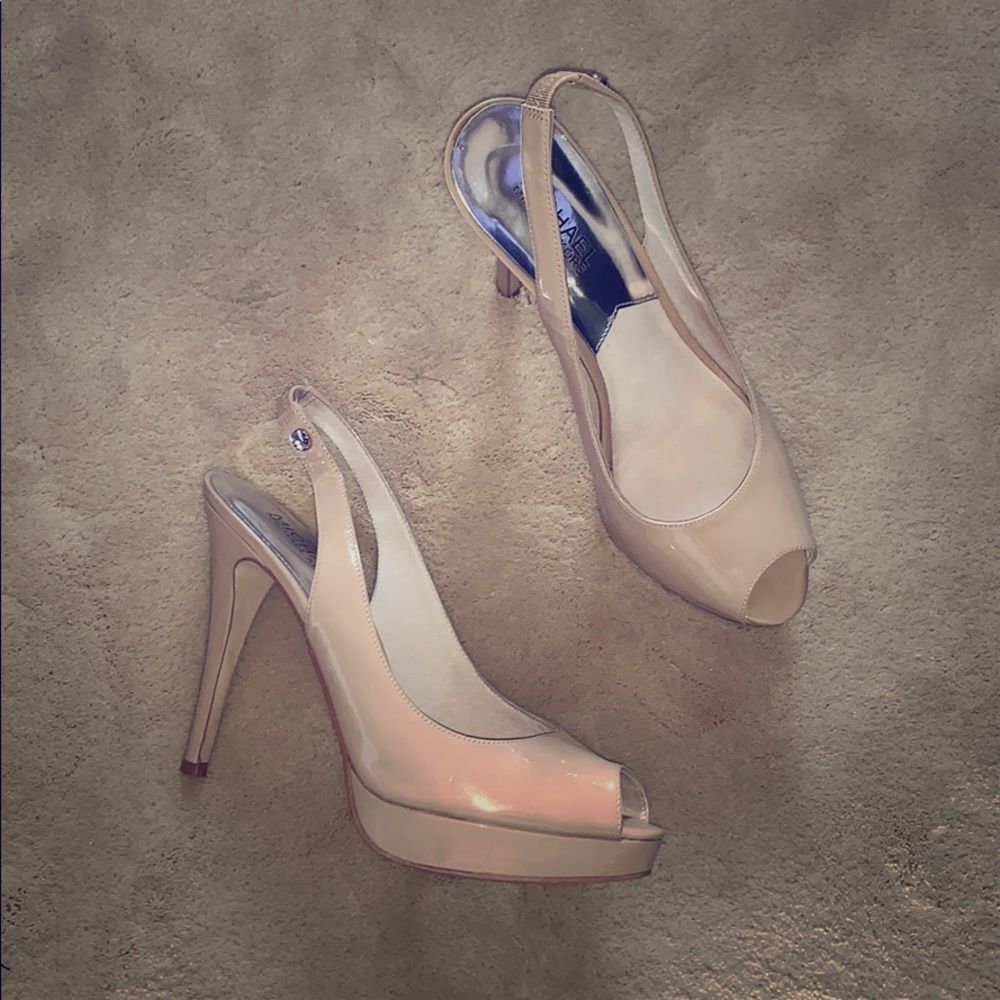 Michael Kors Nude Peep Toe Slingback Pumps